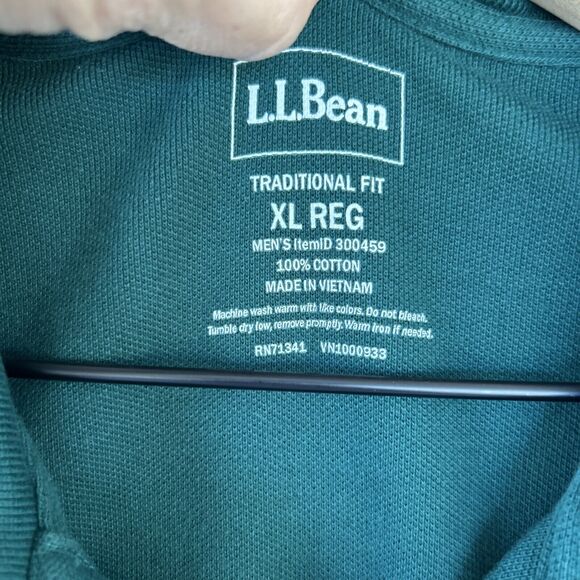 L.L. BEAN Premium Double L Long Sleeve Polo Mens XL Green Classic Winter #300459 - Picture 3 of 11